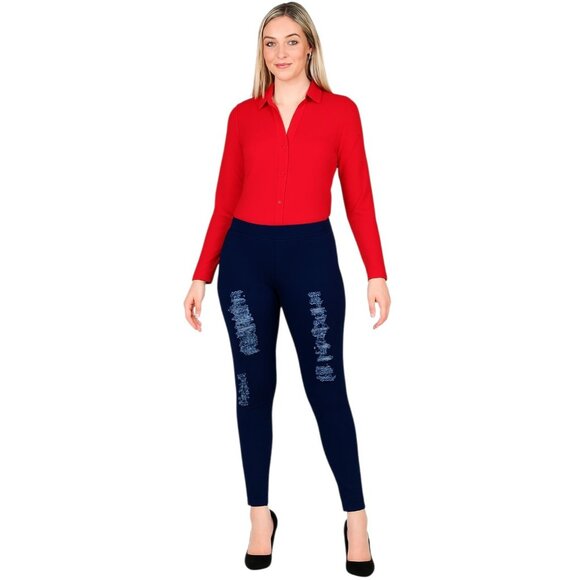 Jeans Legging Jeggings Skinny Pants Distressed BLUE WOMEN'S WOMAN'S SIZE SMALL - Picture 1 of 11